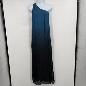 Sofia Handmade One Shoulder Ombre Maxi Dress – Blue to Black – Made in Italy NWT